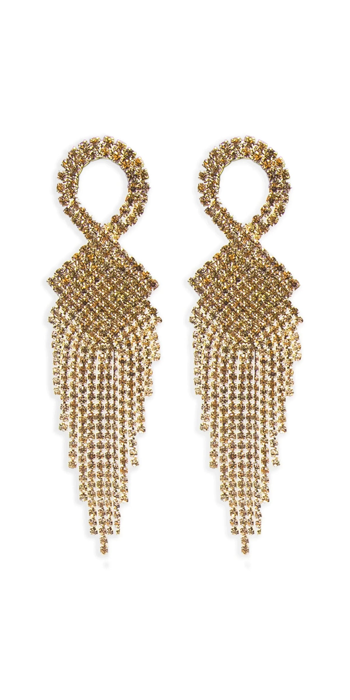 Rhinestone Basketweave Ribbon Drop Earrings