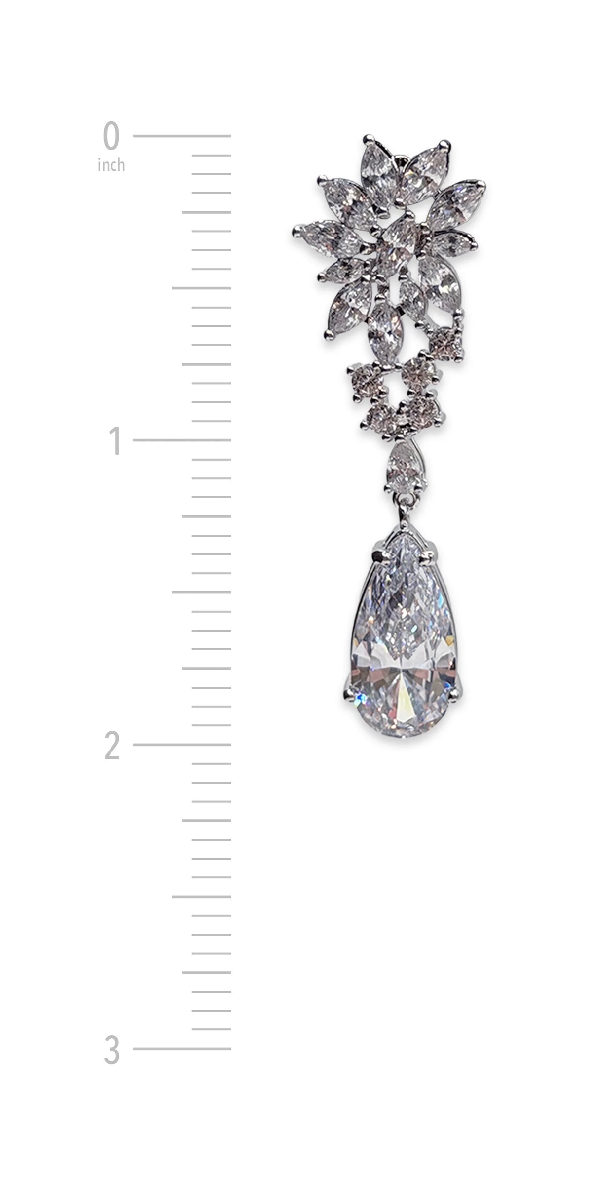 Flower Rhinestone Earring with Tear Drop