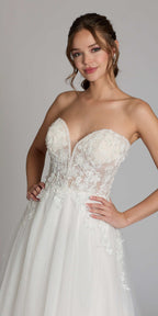 Tulle A Line Dress with 3D Embellished Appliques
