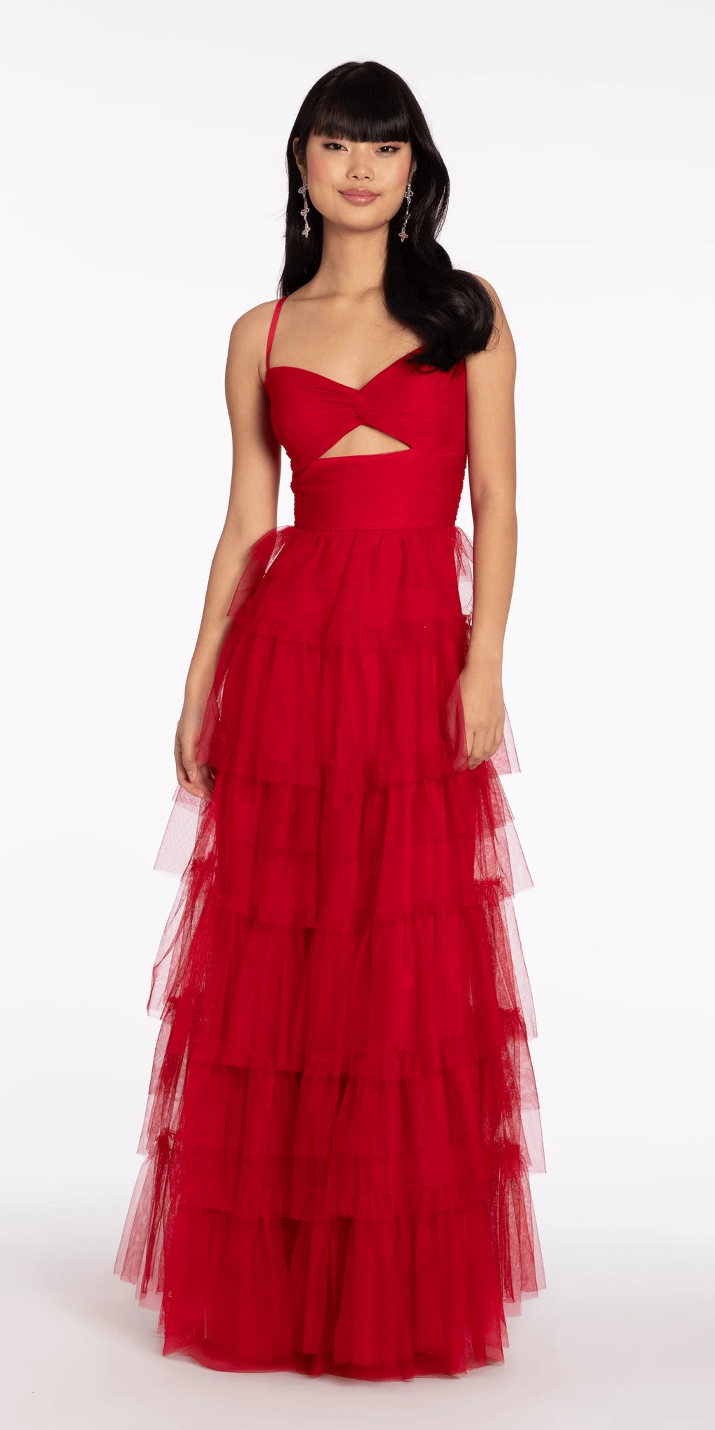 Tulle Tiered Sweetheart Ballgown with Keyhole