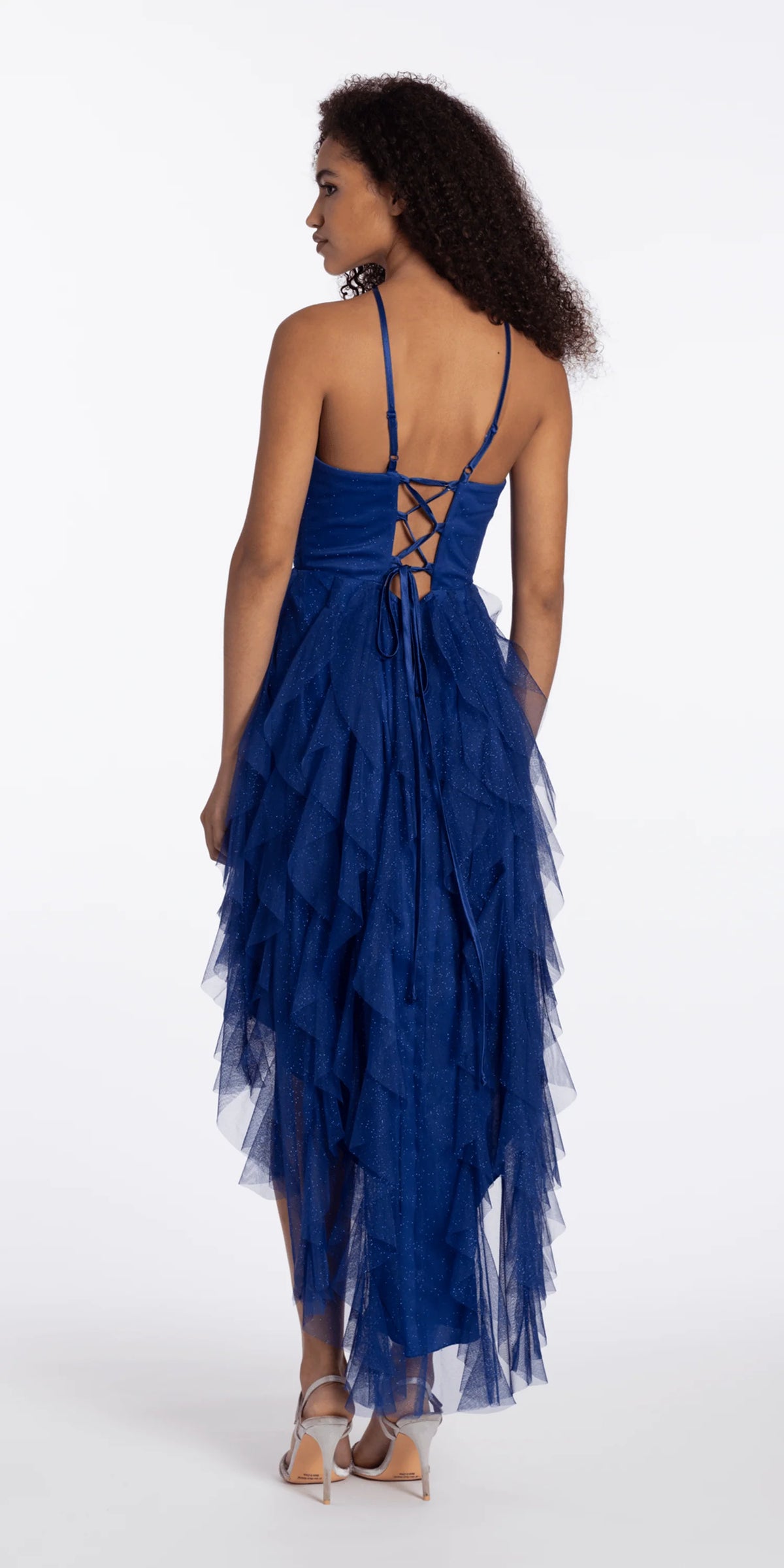 Sweetheart Glitter Mesh Corset High Low Dress
