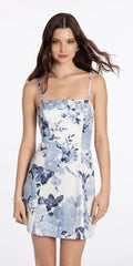 Floral Print Foil Scuba Tie Back Skater Dress