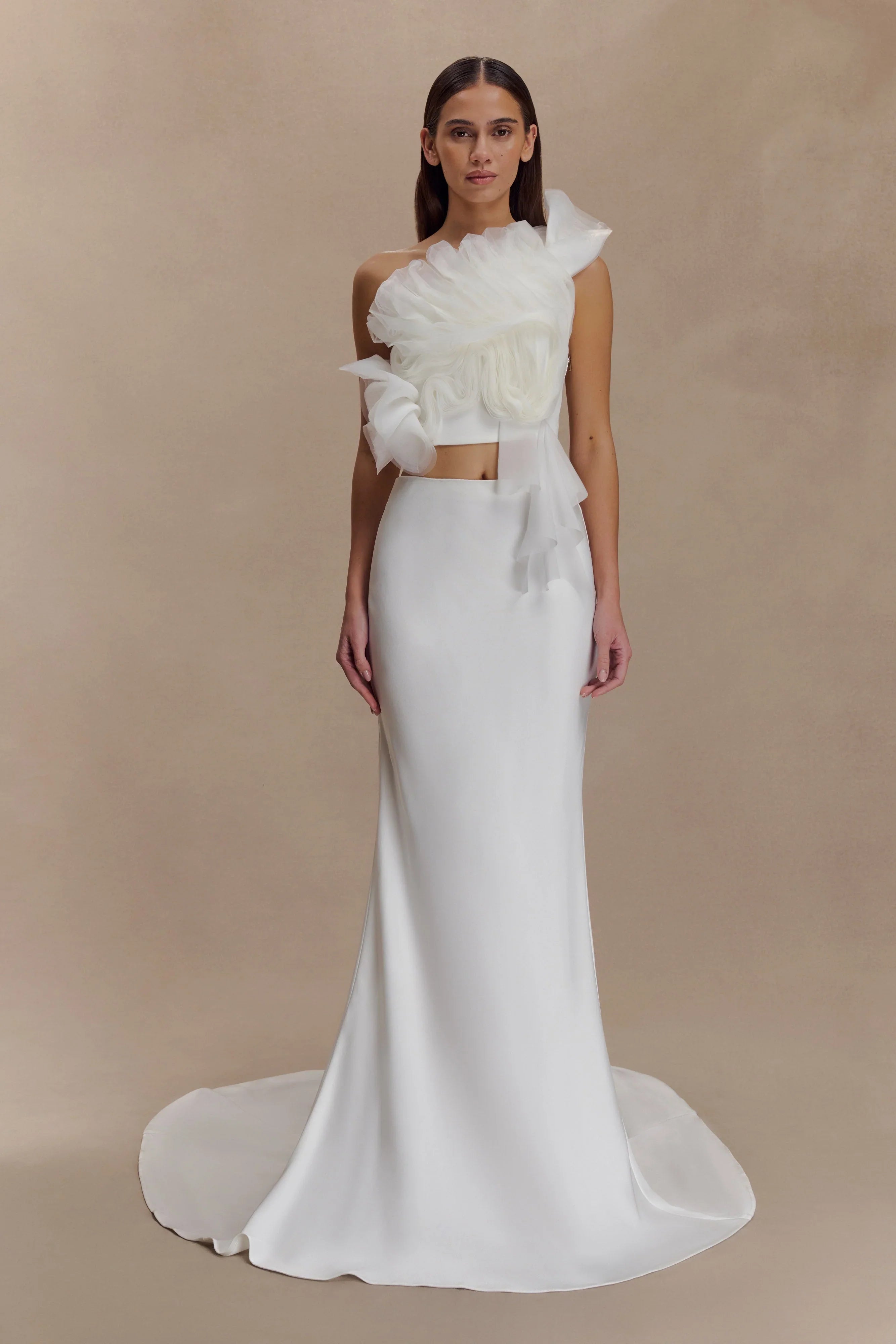 Clara Fishtail Maxi Skirt White