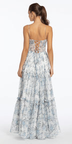 Sweetheart Chiffon Floral Print Corset Boho A Line Dress