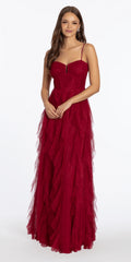 Lace Up Back Glitter Mesh Corset A Line Dress with Tendrils