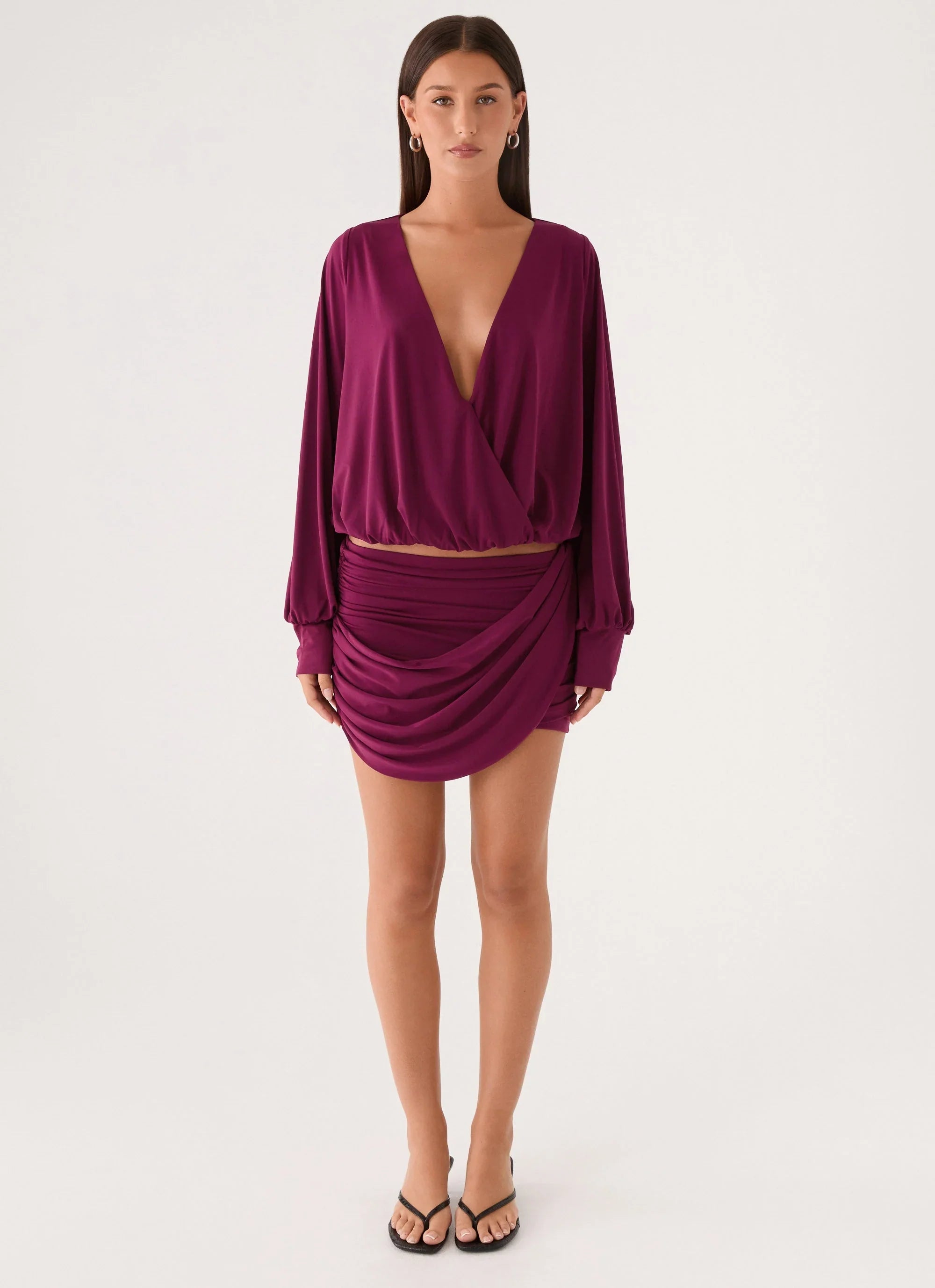 Ettah Wrap Mini Skirt Plum