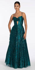 Glitter Mesh Sweetheart Corset Ballgown with Pockets