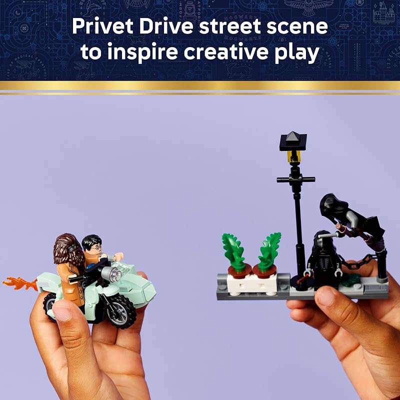 LEGO Harry Potter Hagrid & Harry's Privet Drive Escape Building Toy for Boys & Girls - Pretend Play Set for Kids. Ages 8+ - W/Mini Hagrid's Motorcycle & 4 Minifigures - Gift for Birthdays - 76459
