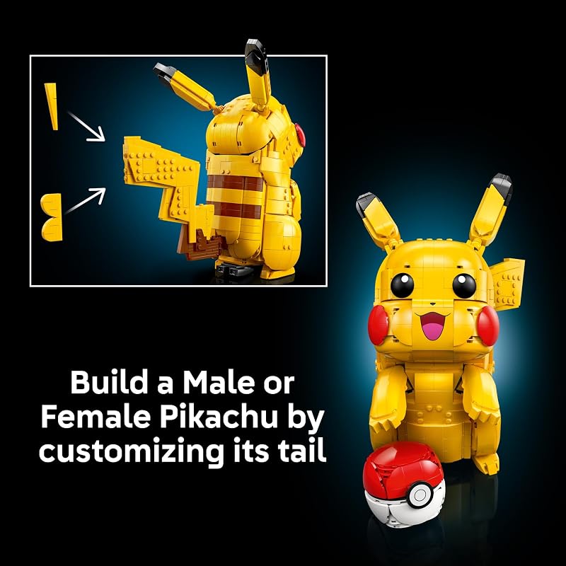 LEGO Pokémon Pikachu and Poké Ball - Collectible Building Sets for Adults. Ages 18+ - Pokémon Figure for Display - Desk. Shelf or Office Decor - Gift for Men & Women - 72152