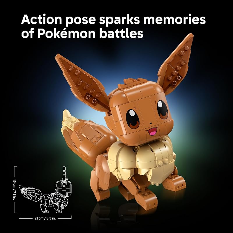 LEGO Pokémon Eevee - Collectible Building Set for Adults. Ages 18+ - Posable Pokémon Figure for Display - Desk. Bookshelf or Home Office Decor - Gift for Men & Women - 72151
