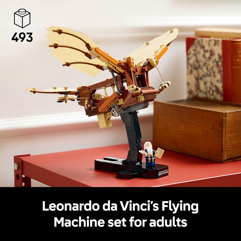 LEGO Icons Leonardo da Vinci's Flying Machine DIY Kit - Ornithopter Building Set for Adults. Ages 18+ - Craft for Home or Office Decor with Display Stand - Gift Idea - 10363
