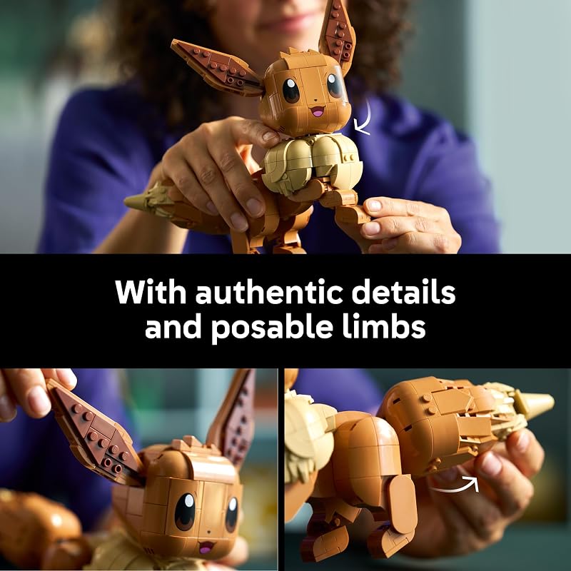 LEGO Pokémon Eevee - Collectible Building Set for Adults. Ages 18+ - Posable Pokémon Figure for Display - Desk. Bookshelf or Home Office Decor - Gift for Men & Women - 72151