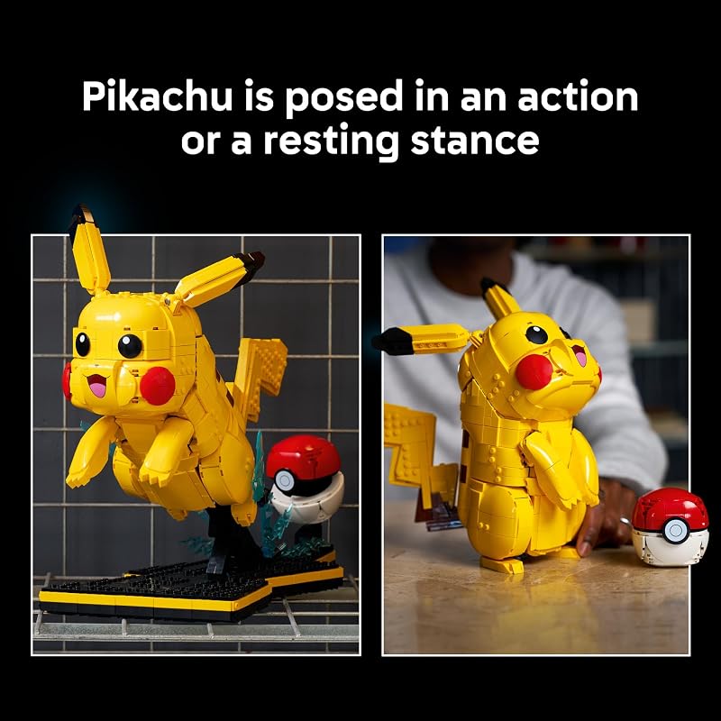 LEGO Pokémon Pikachu and Poké Ball - Collectible Building Sets for Adults. Ages 18+ - Pokémon Figure for Display - Desk. Shelf or Office Decor - Gift for Men & Women - 72152