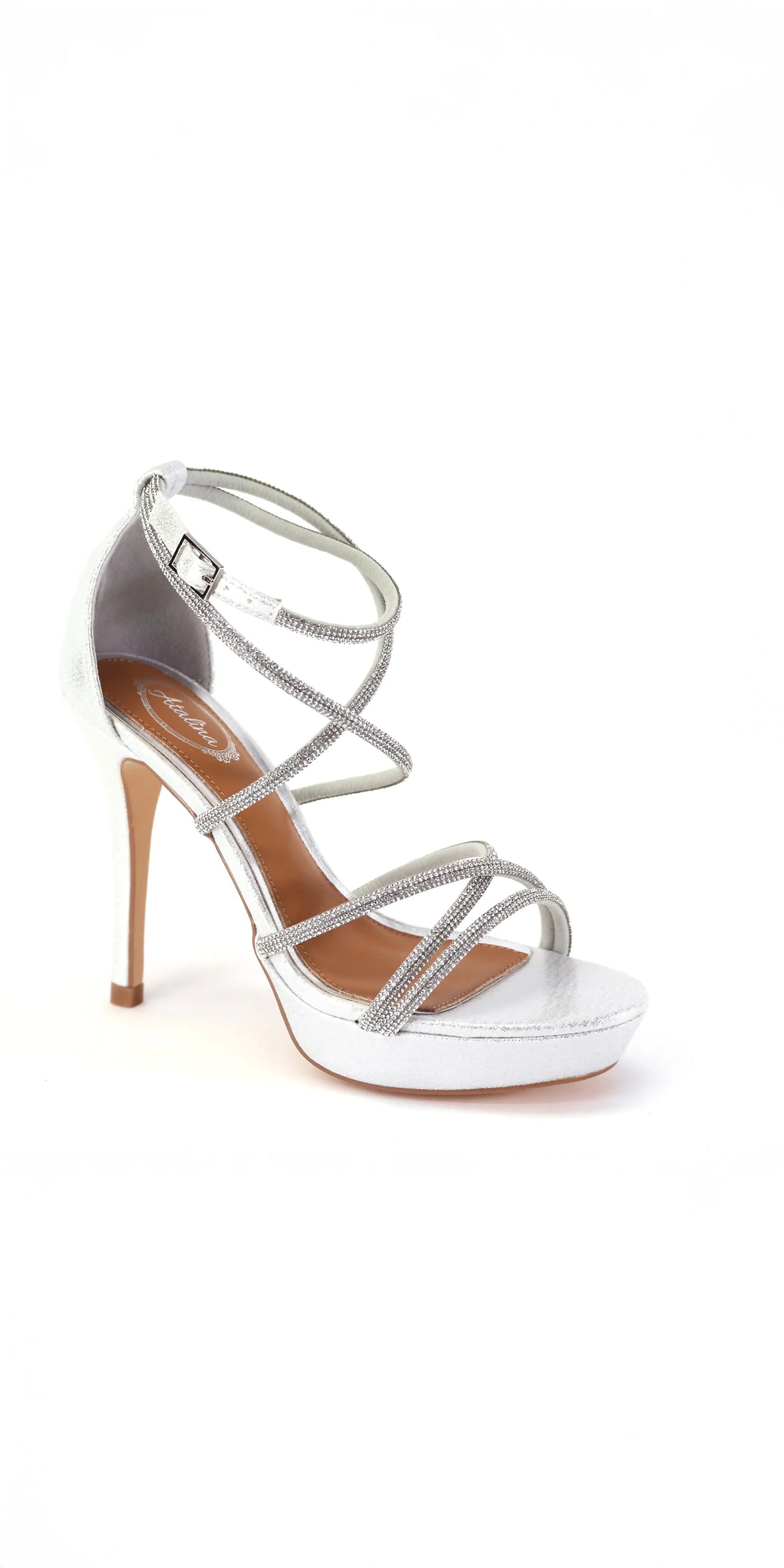 Satin Crossover Rhinestone Strap Platform Sandal