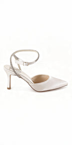 Satin Rhinestone Double Strap Slingback Sandal