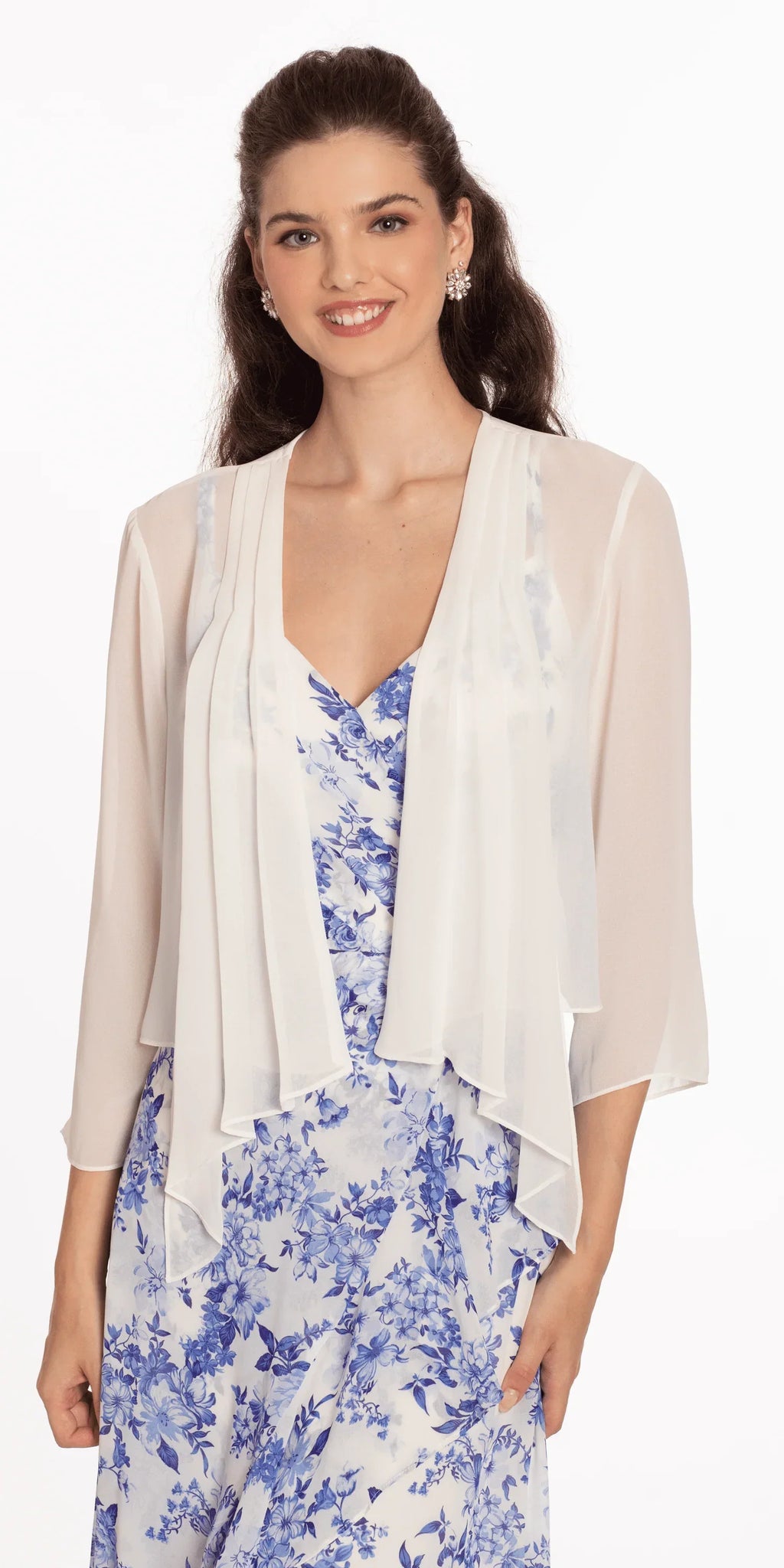 Chiffon Drape Front Jacket with Sleeves