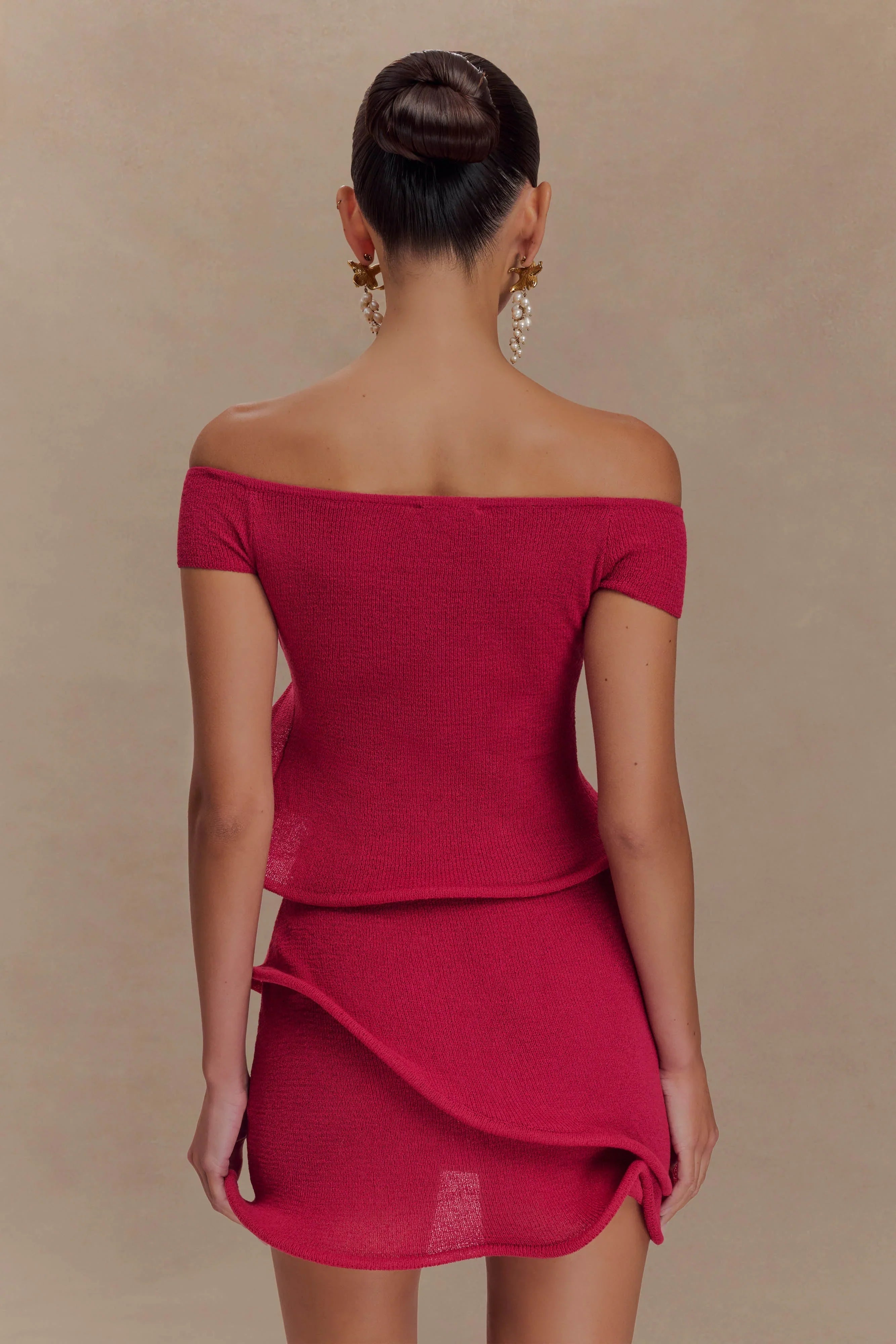 Haisley Off Shoulder Knit Top Raspberry