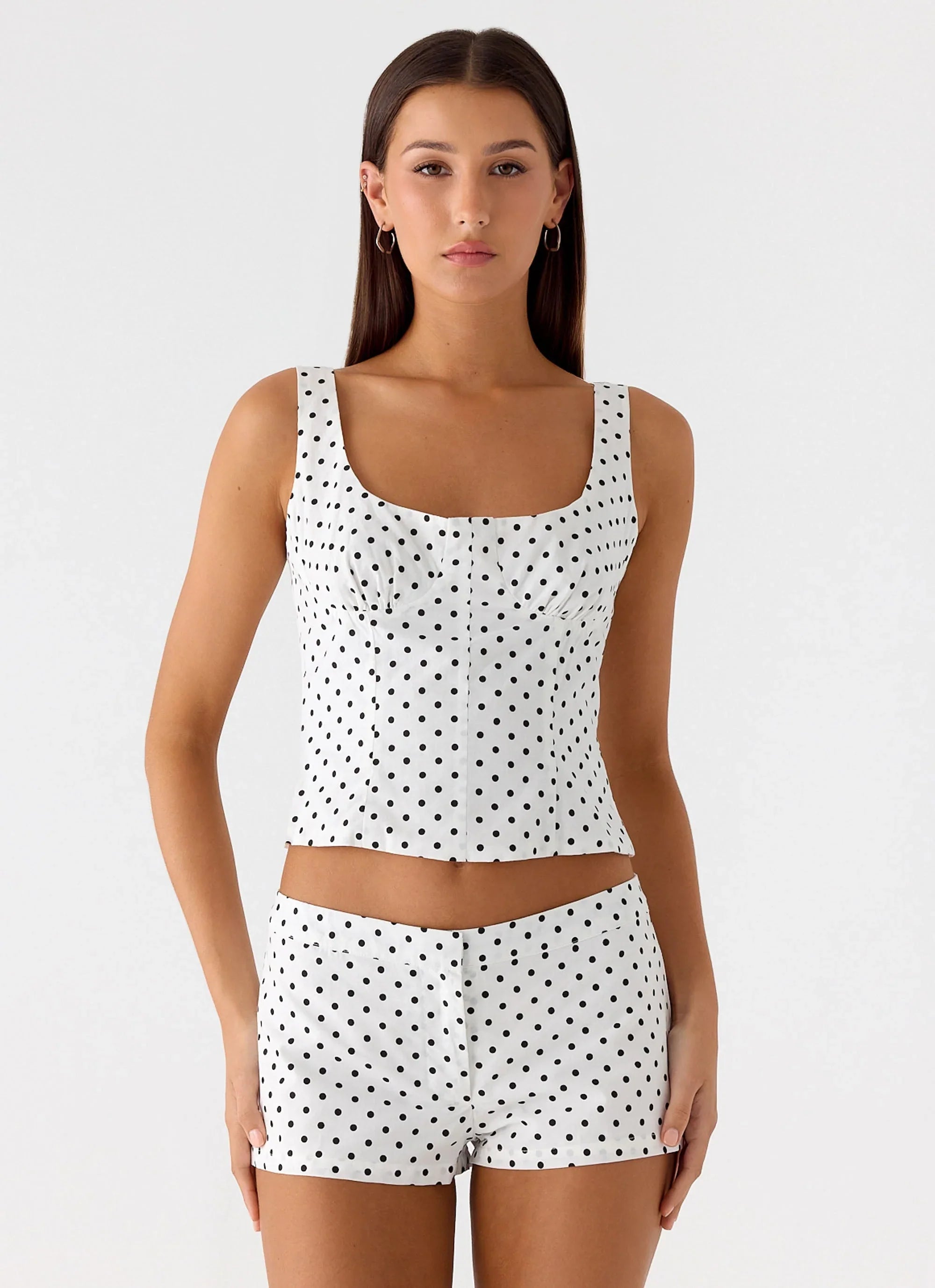 Coastline Bustier Top White Polka Dot