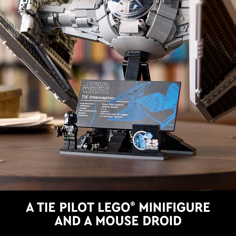 LEGO Star Wars Ultimate Collector Series TIE Interceptor Model Building Set Star Wars Collectible with TIE Pilot Minifigure Creative Build and Display Starfighter Set for Adults and UCS Fans 75382