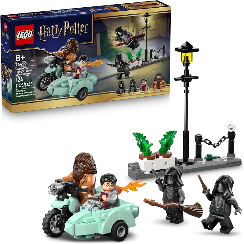 LEGO Harry Potter Hagrid & Harry's Privet Drive Escape Building Toy for Boys & Girls - Pretend Play Set for Kids. Ages 8+ - W/Mini Hagrid's Motorcycle & 4 Minifigures - Gift for Birthdays - 76459