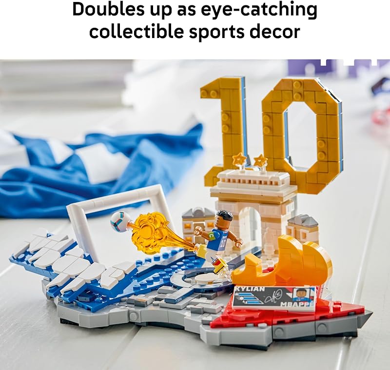 LEGO Editions Kylian Mbappé – Soccer Highlights - Building Set for Boys & Girls. Ages 10+ - Collectible Soccer Gift with Plaque - Kids Bedroom or Shelf Decor - 43013