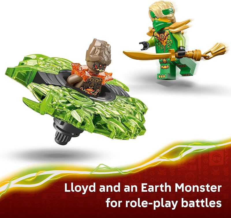 LEGO NINJAGO Loyd vs. Earth Monster Spinner Juguete de construcción para niños y niñas. figuras de juguete ninja y juego para niños a partir de 6 años - Incluye 2 minifiguras para juego de simulación - Idea de regalo para cumpleaños - 71850