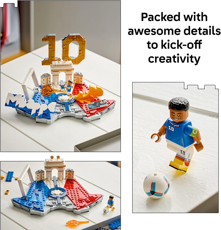 LEGO Editions Kylian Mbappé – Soccer Highlights - Building Set for Boys & Girls. Ages 10+ - Collectible Soccer Gift with Plaque - Kids Bedroom or Shelf Decor - 43013