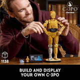 LEGO Star Wars C-3PO Buildable Droid Figure. Build and Display Model with C-3PO Minifigure. Star Wars Collectible for Home or Office Décor. Nostalgic Gift Idea for Adults. Fans or Collectors. 75398