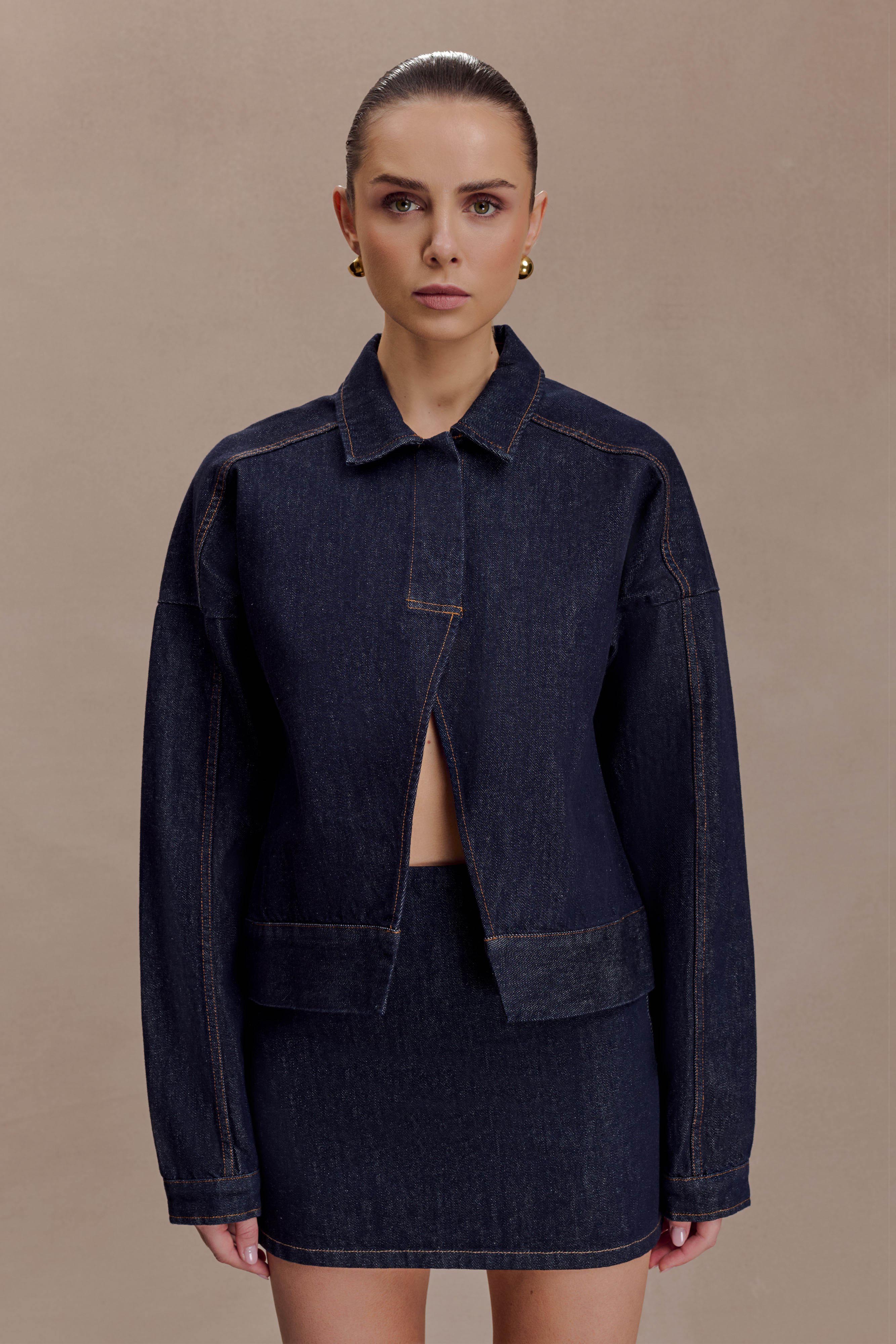 Olandria Oversized Jacket Top Washed Indigo Blue