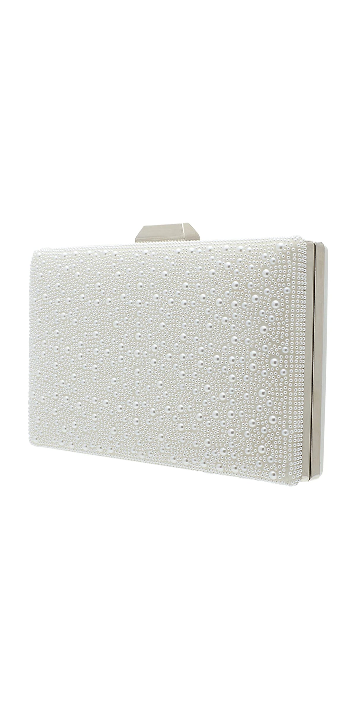 Pearl and Satin Handbag with Metal Top Closure