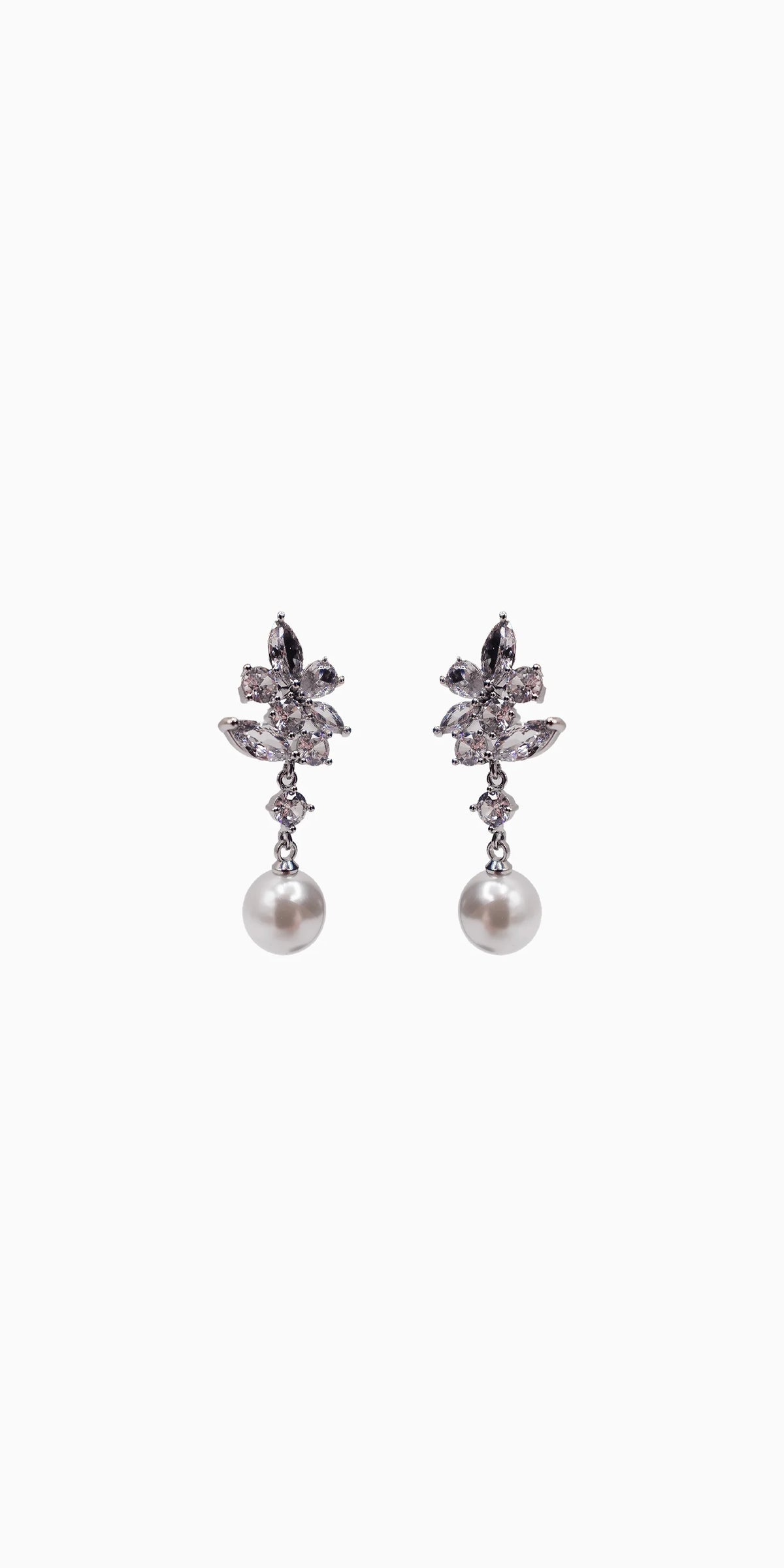 Rhinestone Cluster Pearl Drop Earrings
