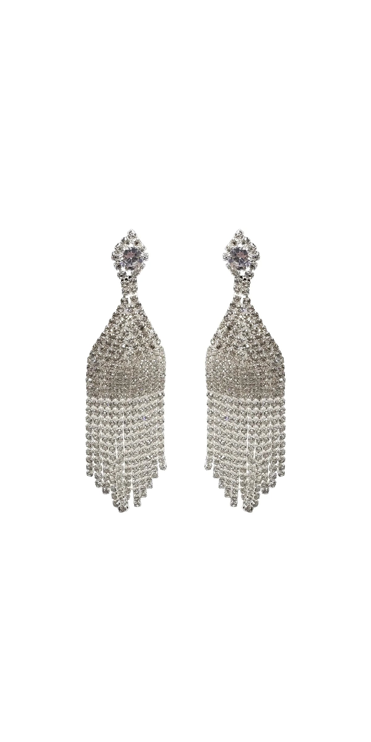 Multi Strand Rhinestone Dome Earrings