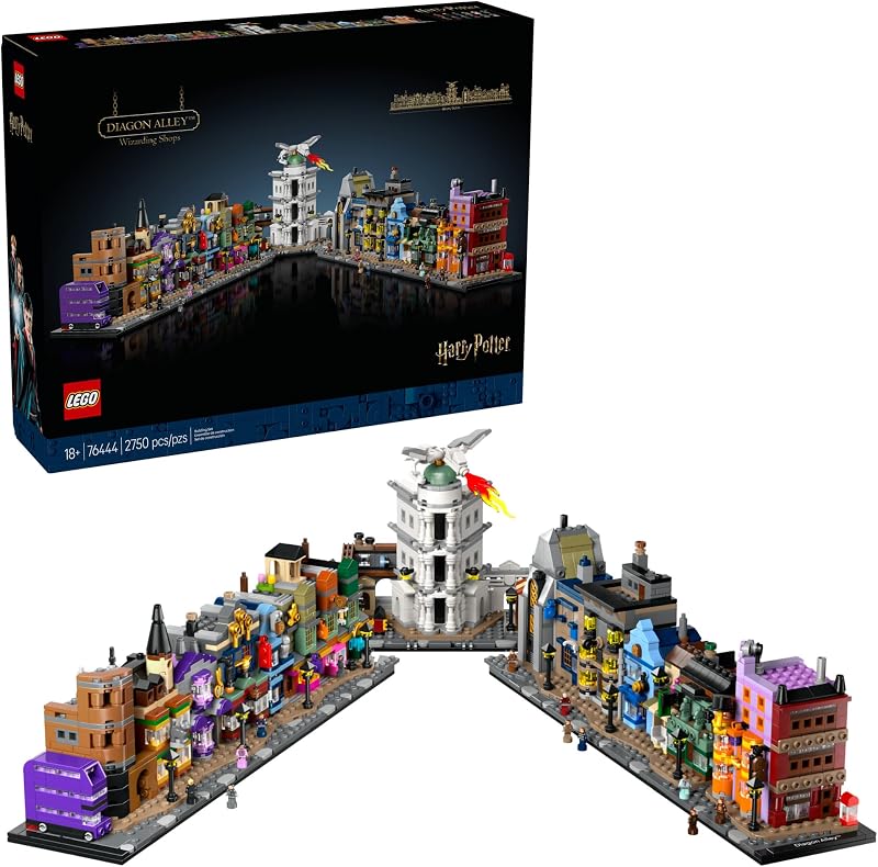 LEGO Harry Potter Diagon Alley Wizarding Shops Building Set for Adults Collectible Kit for Harry Potter Fans with 12 Microfigures Gift Idea for Men Women Fans 76444