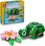 LEGO Creator 3 in 1 Turtle with a Water Lily Flower Building Toy for Girls Boys Kids Build a Chameleon Frog or Turtle Toy Figure Gift Idea for Animal Lovers Ages 7 31377