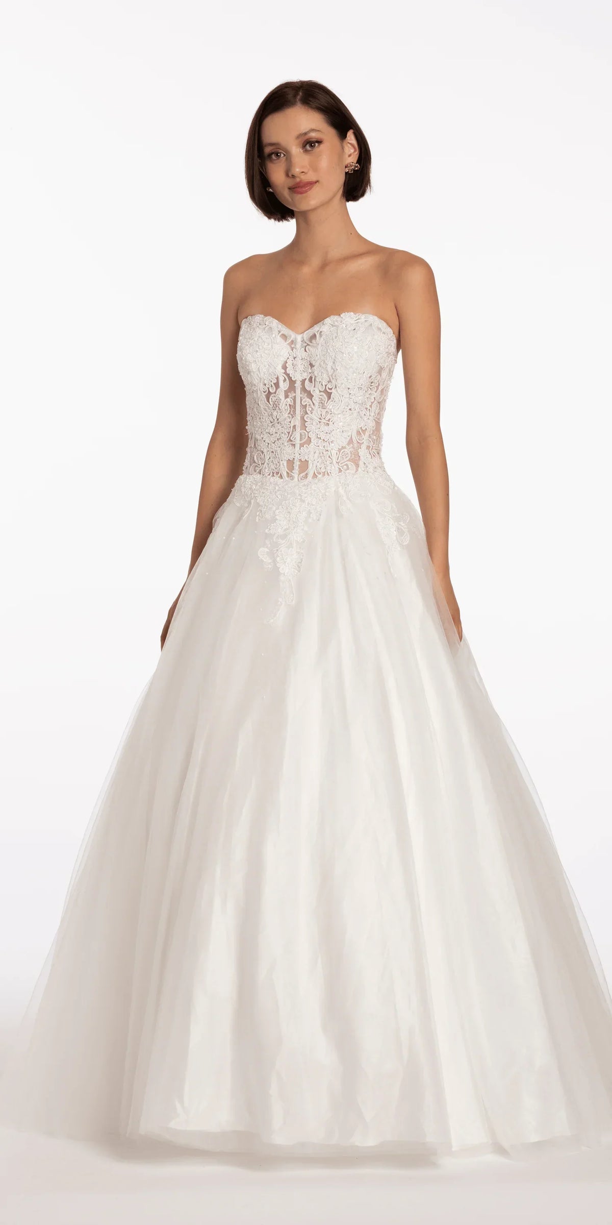 Sweetheart Embroidered Corset Ballgown with Heat Set Stones