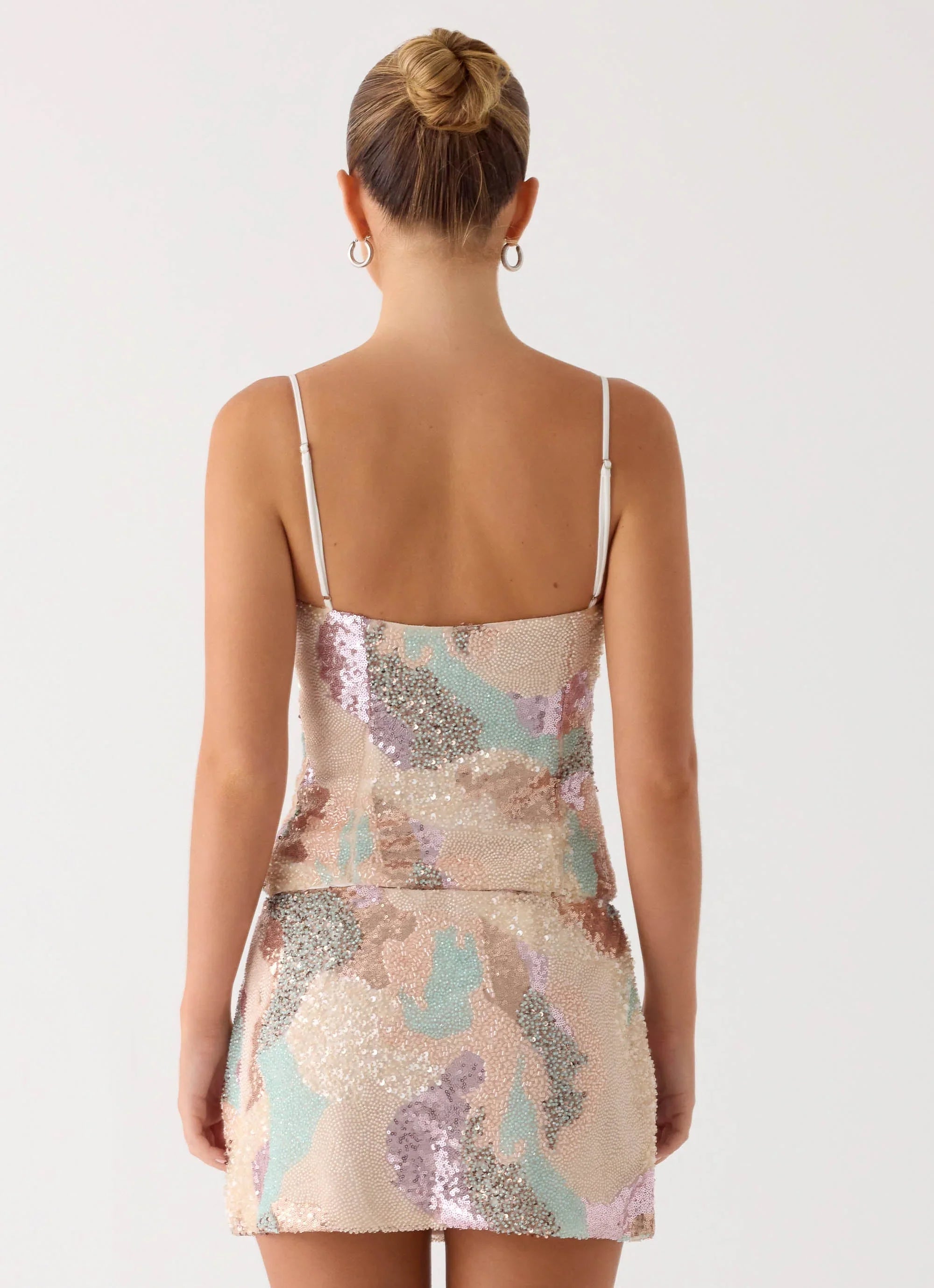 Elyna Beaded Mini Skirt Swirl Sequin