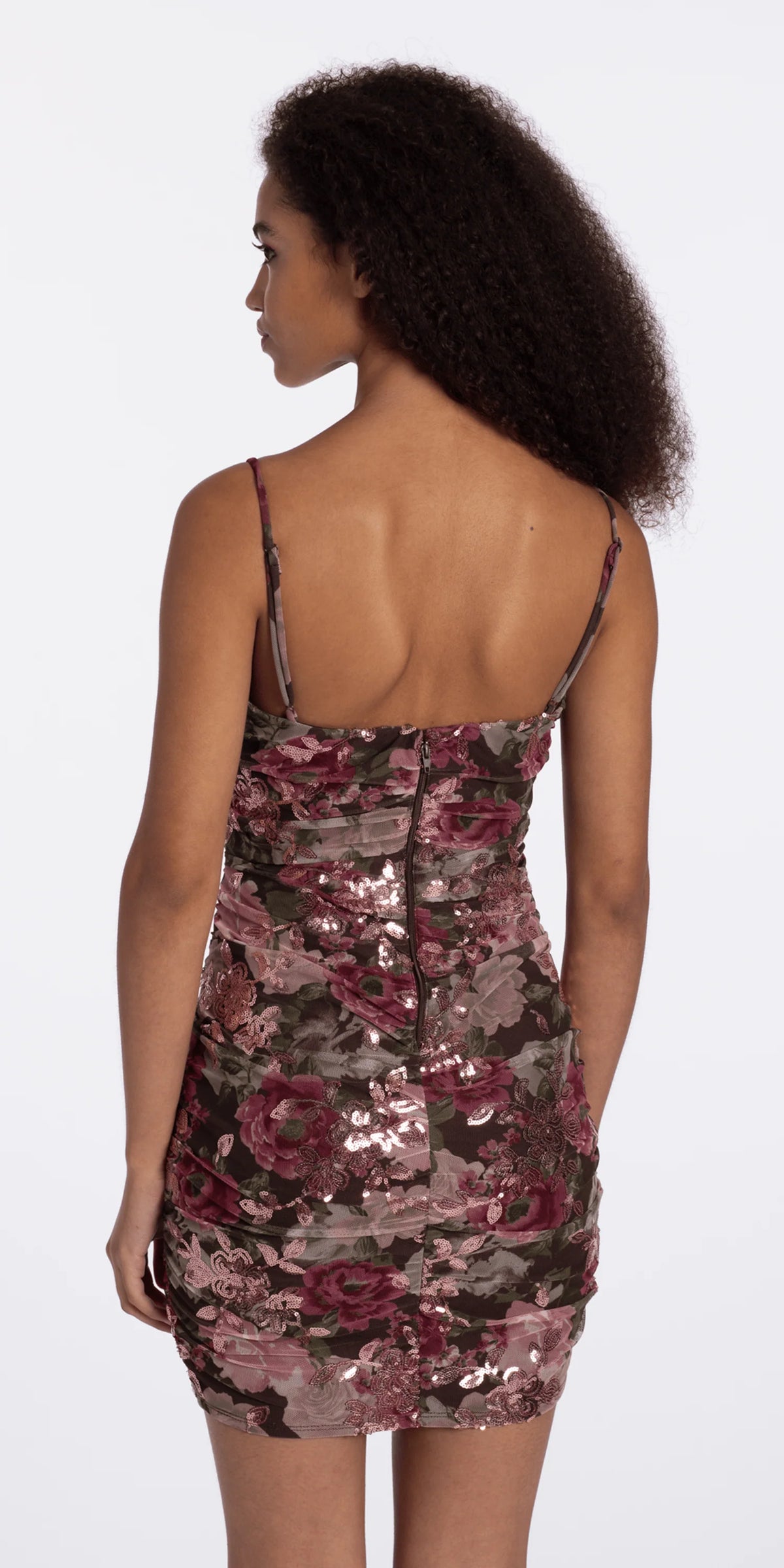 Sweetheart Floral Sequin Mesh Bodycon Dress