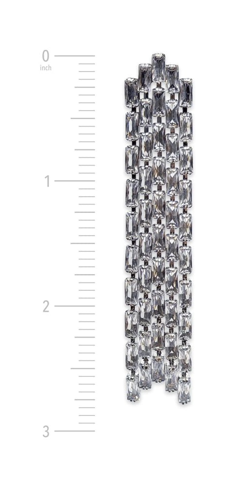 Baguette Rhinestone 5 Strand Waterfall Earrings