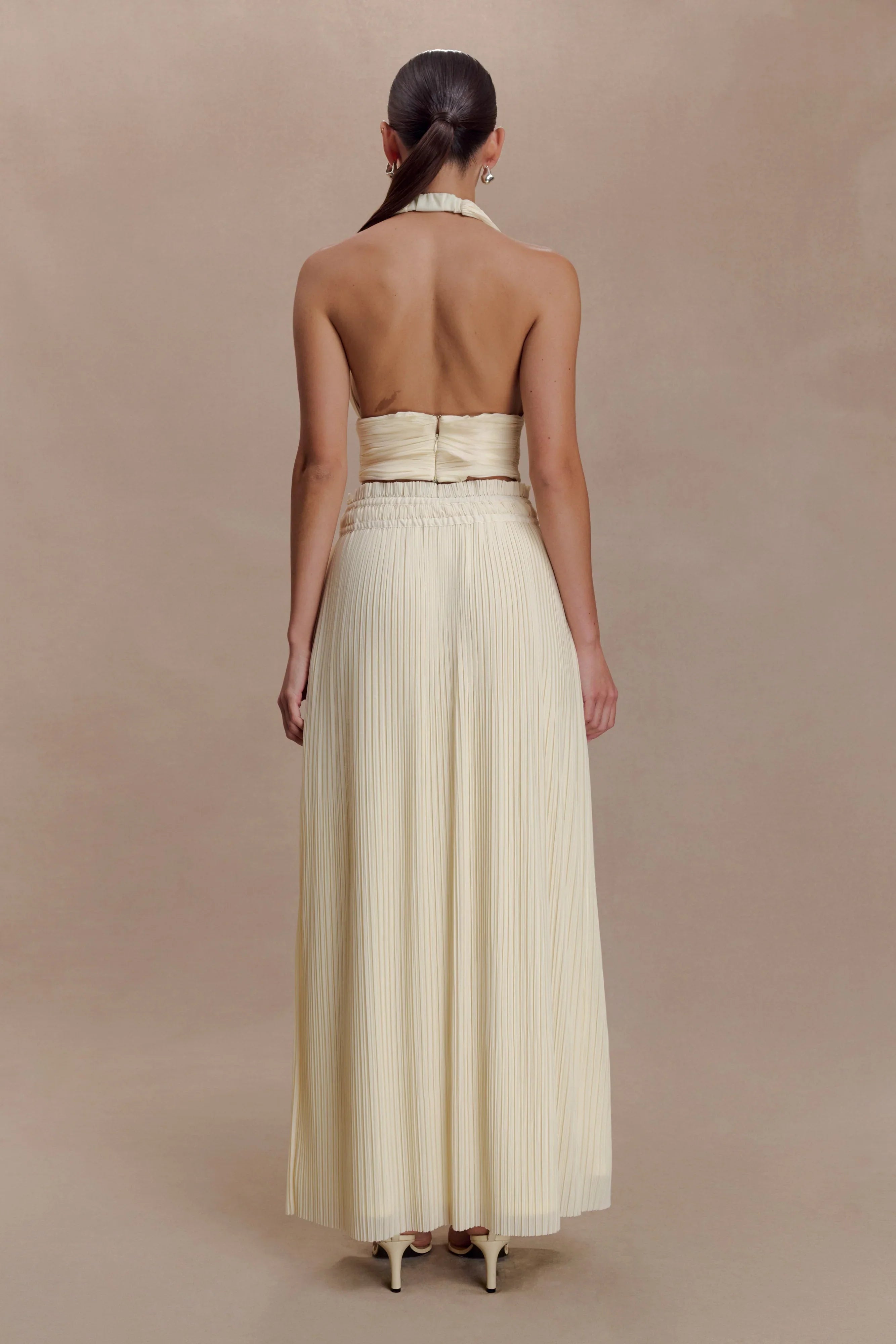 Amaris Gathered Plisse Maxi Skirt Lemon