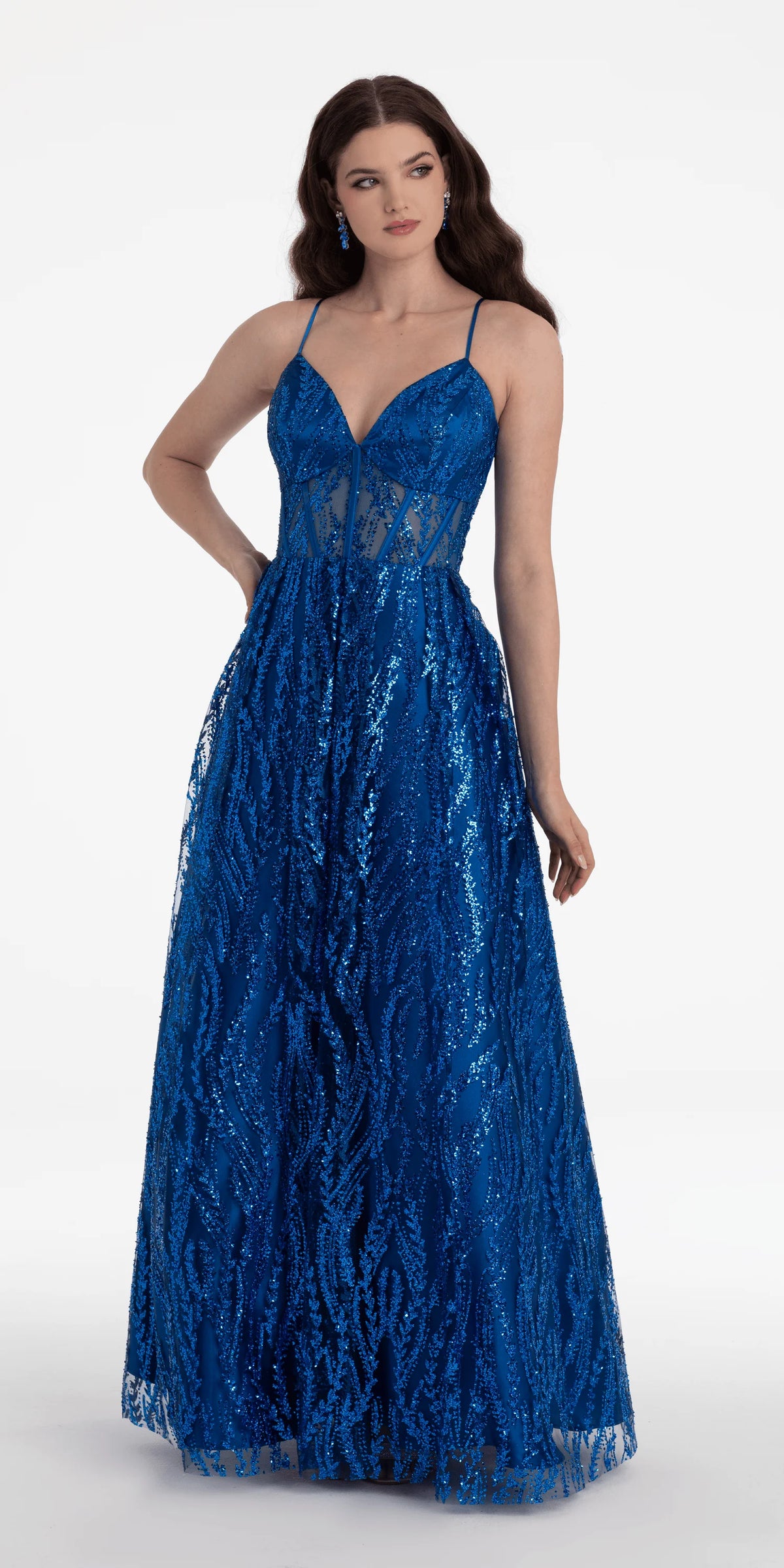 Sweetheart Glitter Mesh Illusion Corset Ballgown