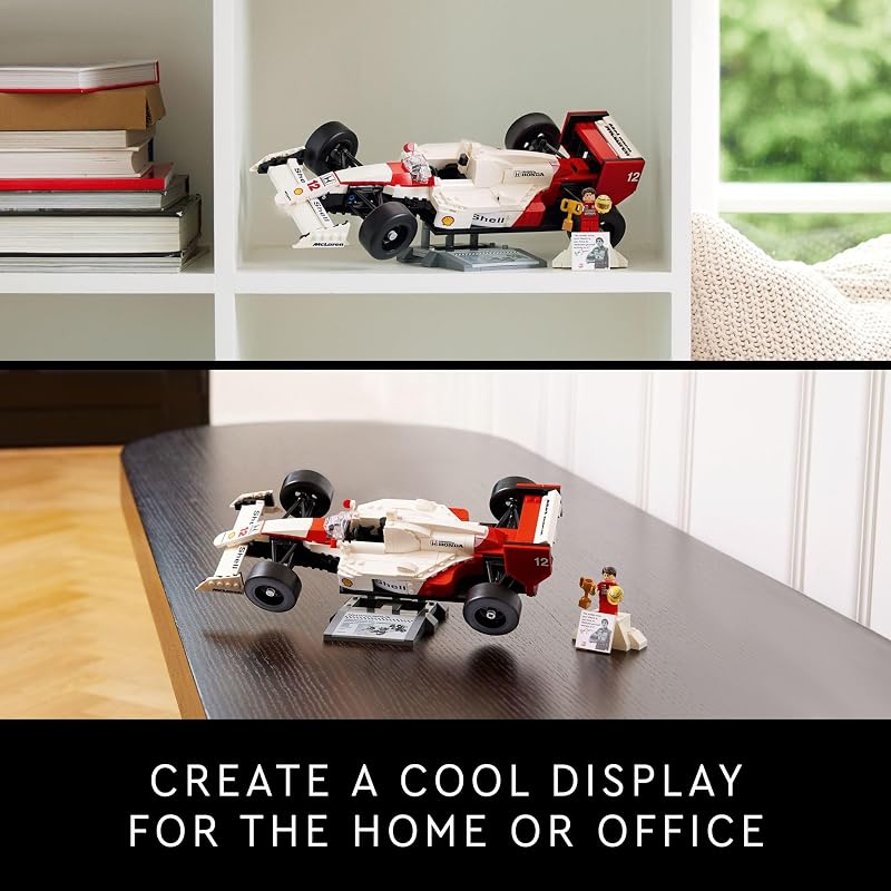 LEGO Icons McLaren MP4 4 Ayrton Senna Minifigure Model Car Kit Buildable F1 McLaren Set for Adults Ages 18 Gift for Birthdays 10330