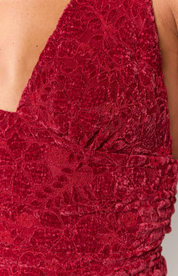Clancy Red Velvet Crop Top