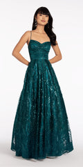 Glitter Mesh Sweetheart Lace Up Back Ballgown