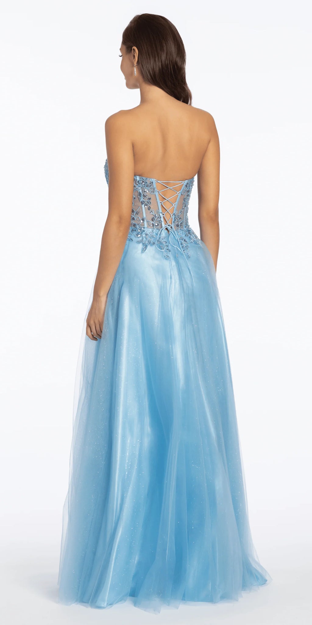 Strapless Sweetheart Glitter Tulle Corset Ballgown