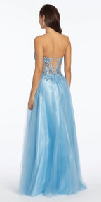 Strapless Sweetheart Glitter Tulle Corset Ballgown