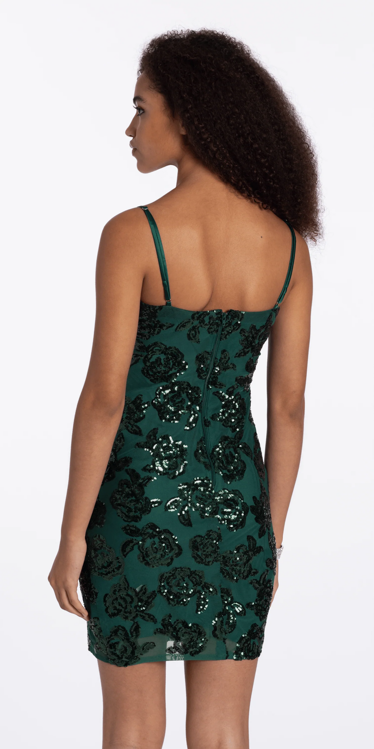 Rose Sequin Mesh Sweetheart Bodycon Dress