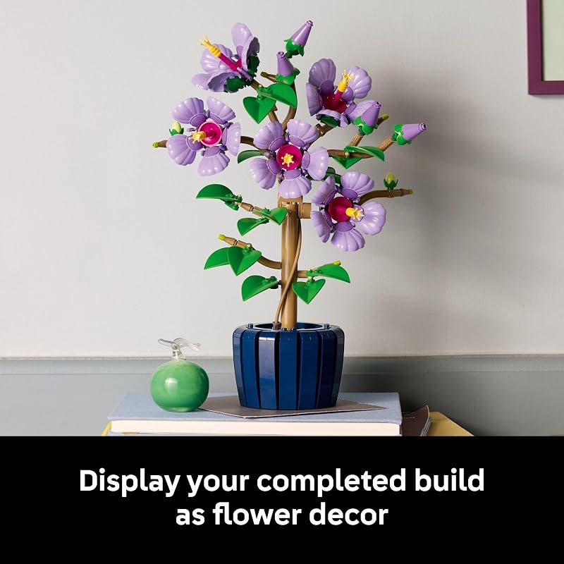 LEGO Botanicals Hibiscus Flower Building Set Artificial Plant Flower Building Blocks for Women Men Ages 18 Home Office Decor Gift Idea 10372