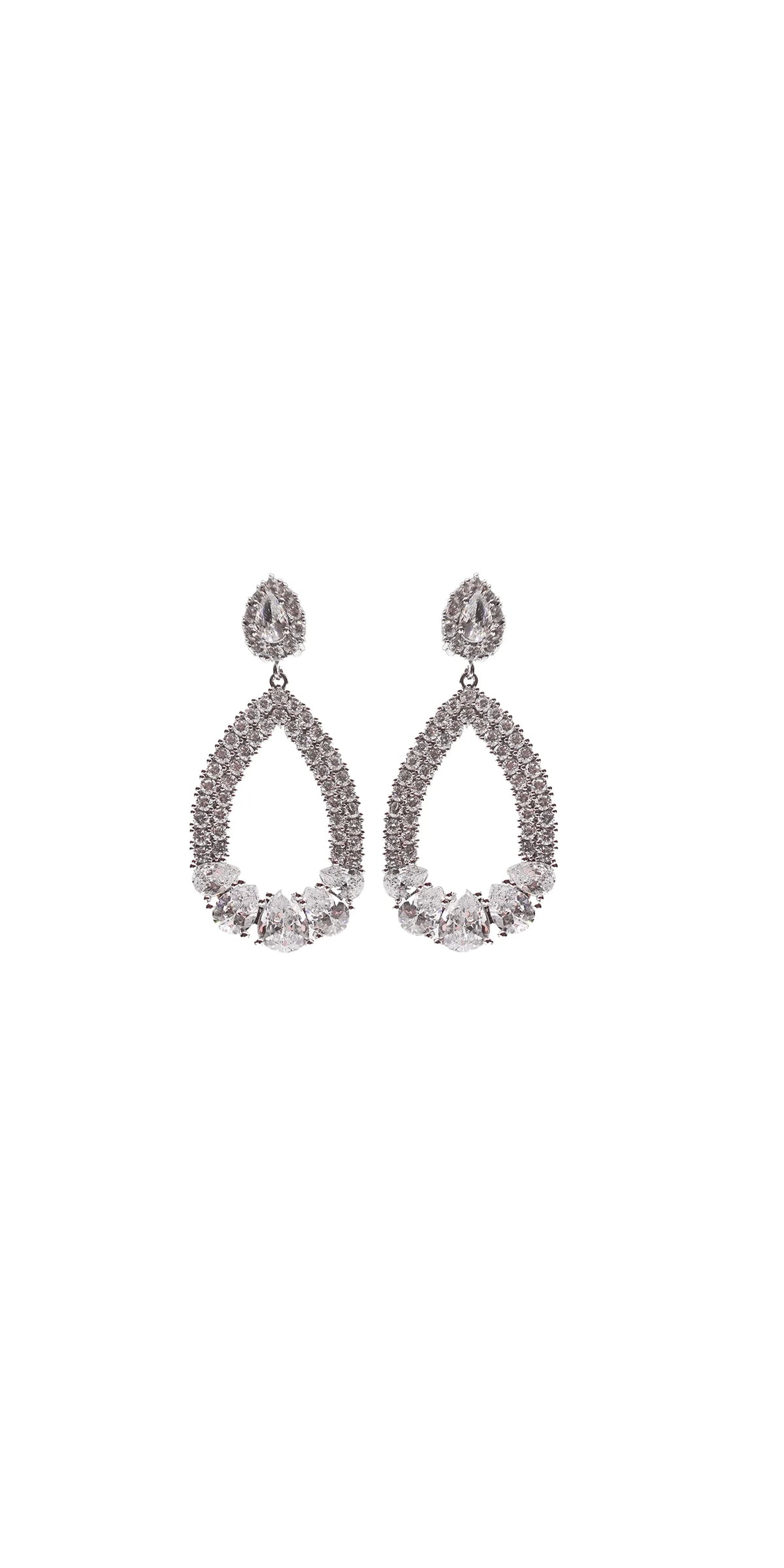 Chunky Rhinestone Open Teardrop Earrings
