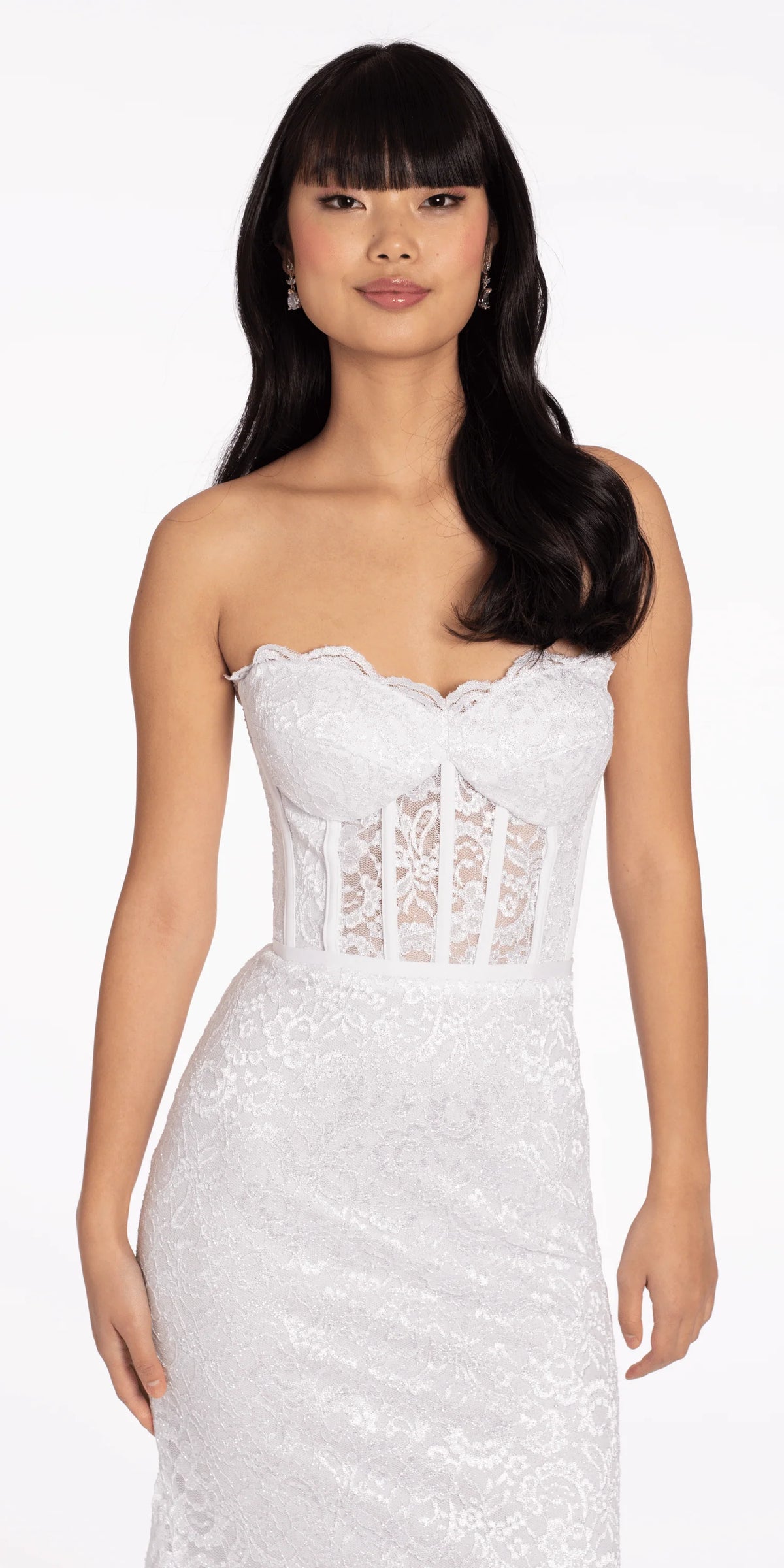 Sweetheart Glitter Floral Lace Corset Trumpet Dress