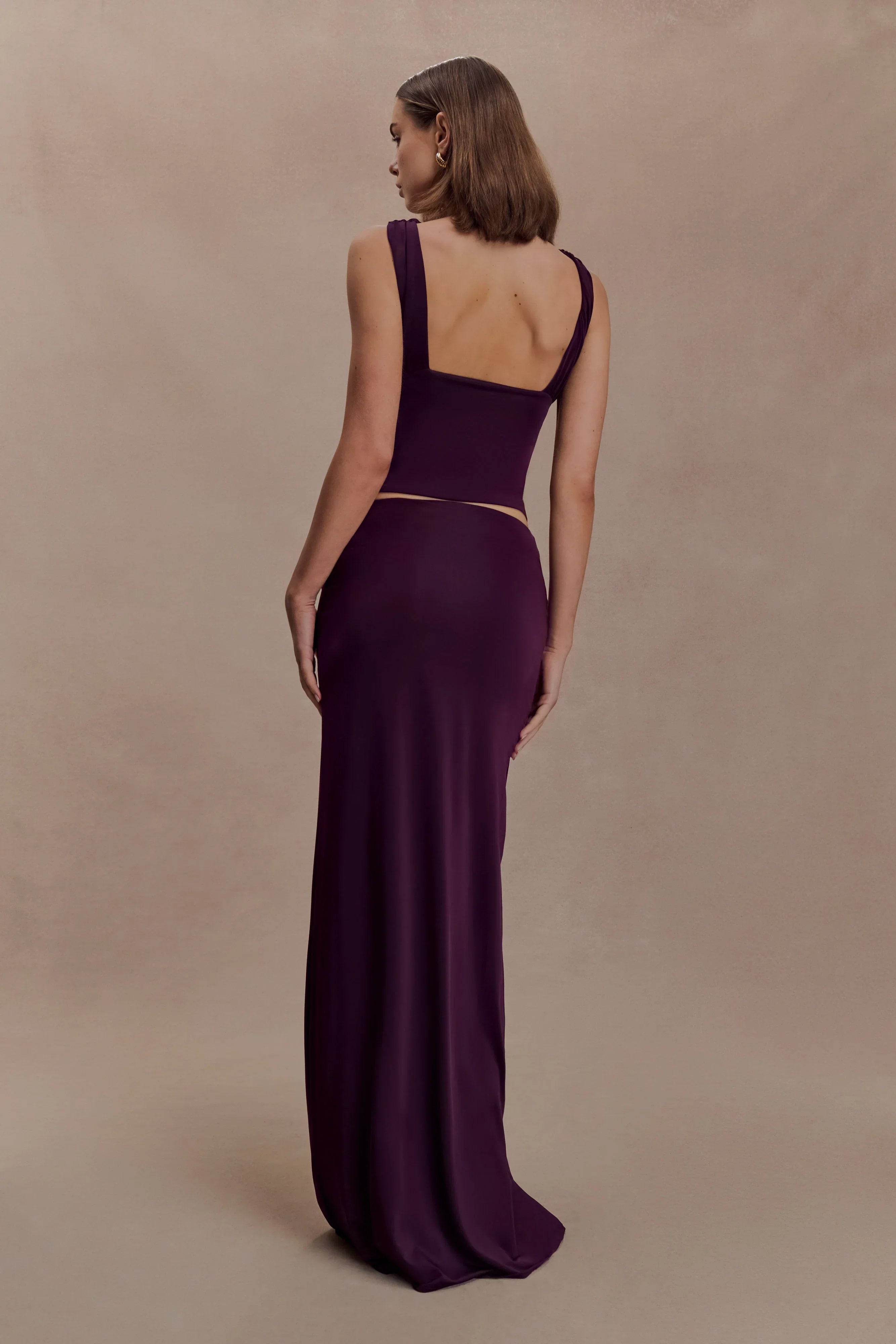 Erina Slinky Open Back Top Aubergine